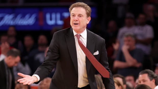 St. John’s coach Rick Pitino reacts to a play.